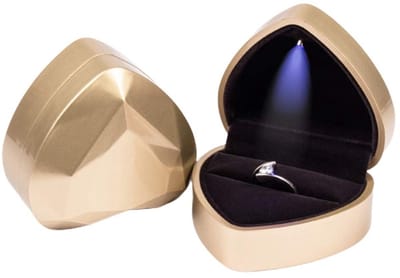 Dailygoody - Hartvormige Ring Geschenkdoos - LED-licht - Gouden - Sieradendoos voor Oorbellen en Ringen - Geschikt voor Bruiloft en Valentijnsdag
