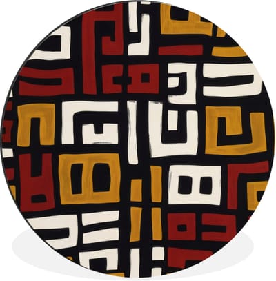 WallCircle - Wandcirkel - Muurcirkel - Abstract - Patroon - Rood - Aluminium - Dibond - 30x30 cm - Binnen en Buiten