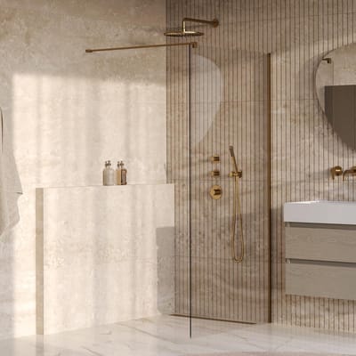 Brauer Oblivion - Inloopdouche - Helder Glas - 90 x 200 cm - incl. Glascoating - PVD Goud Geborsteld
