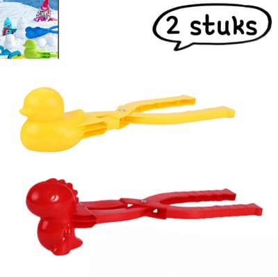 2-delige set - Sneeuwballenclip voor kinderen - Sneeuwballengevecht-vormpje - Sneeuwballenclip voor zand en sneeuw - Rubberen eendje van 38 cm + Onverschrokken eendje van 38 cm - Gemengde kleuren (willekeurige kleuren)