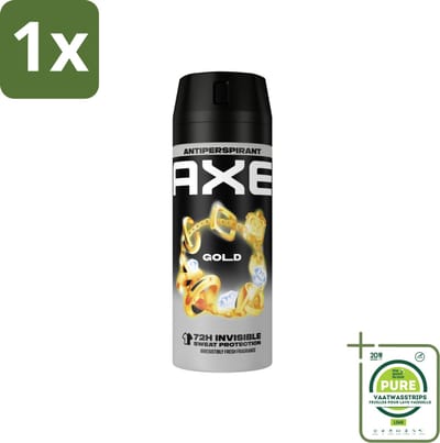 1 x Axe - Deodorant Spray - 72hrs Anti Sweat - Anti White Marks - Gold - 150 ml - Anti-transpirant - Deodorant - Axe Gold - Oud Wood - Vanille