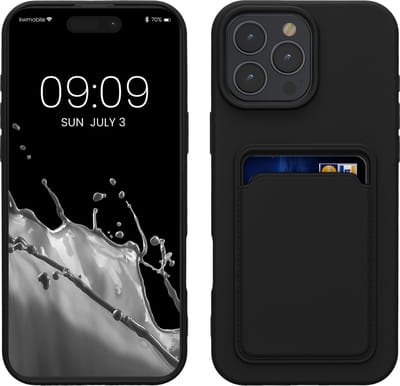 kwmobile telefoonhoesje geschikt voor Apple iPhone 16 Pro Max - Hoesje met pasjeshouder - TPU case in zwart