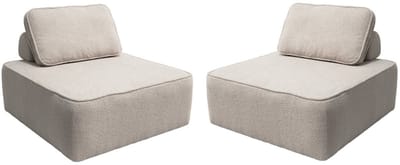 sweeek - Set van 2 fauteuils voor modulaire bank boucléstof 1 zitplaats l 90 x b 90 x h 74cm - bao