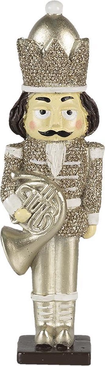 Clayre & Eef Beeld Notenkraker 20 cm Zilverkleurig Polyresin Kerstdecoratie