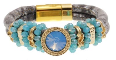 Behave - Armband metallic koord - Blauwgroene kralen dames - Boho chic