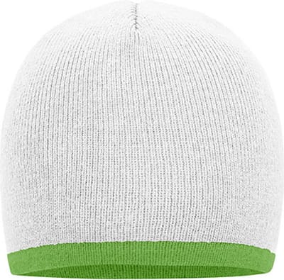 Myrtle Beach 'Contrasting Border Beanie' Wit/Limoengroen