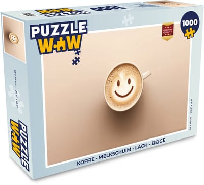 Puzzel Koffie - Melkschuim - Lach - Beige - Legpuzzel - Puzzel 1000 stukjes volwassenen
