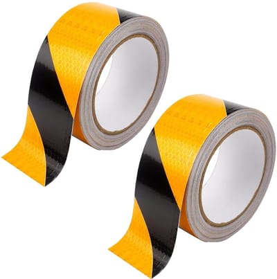 Reflecterende tape 5CMx25M - Zelfklevend, waterdicht en ideaal voor waarschuwingen, markeringen en veiligheid in auto’s, trailers, parkeergarages en trappen (Zwart/Geel)