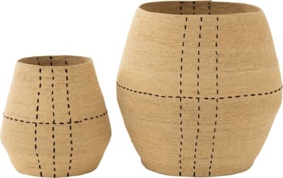 J-Line mand Stippellijnen - zeegras - naturel/zwart - 2 stuks