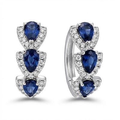 Zilverkleurige oorringen met blauwe druppelvormige zirkonia – elegante sparkle oorbellen voor dames