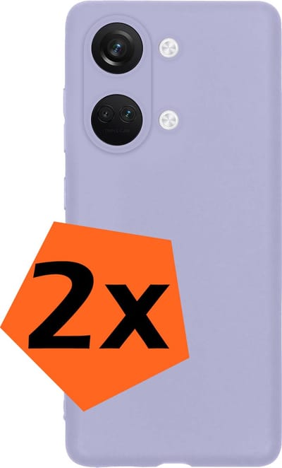 Hoes - 2 Stuks - Geschikt voor OnePlus Nord 3 - Sterk & Shockproof - Case Siliconen - Back Cover - Telefoon Hoes - Lila