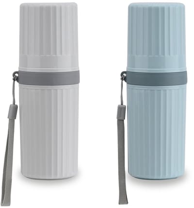 Unyqoos® Set van twee compacte en waterdichte tandenborstelhouders voor op reis