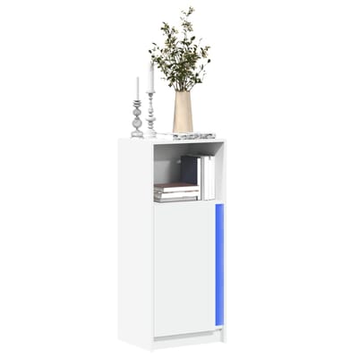 vidaXL - Dressoir - met - LED - 42,5x34x100 - cm - bewerkt - hout - wit