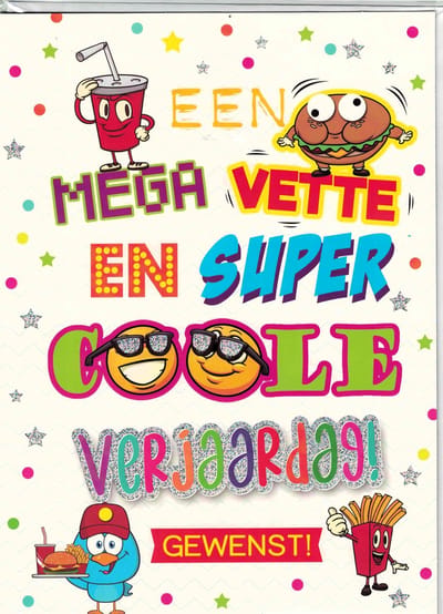 Wenskaart A4 - wenskaart XL - wenskaart - verjaardag - gefeliciteerd - smily - hartelijk gefeliciteerd