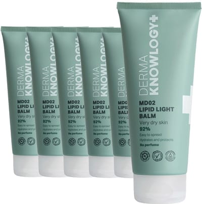 DermaKnowlogy+ - MD02 Lipid Light Balm - 6 x 200 ml - Beschermende Vetcrème voor Droge, Gevoelige en Kwetsbare Huid