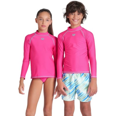 Arena Unisex Jr Rash Vest L/s Graphic Freak Rose Size: 10-11 | Swimwear Outlet | Unisex | Roze