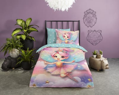 Good Morning dekbedovertrek fee in regenboogkleuren - 1 persoons 140x200/220 cm - Multi - 100% Katoen renforc�