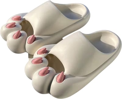 Cloud Badslippers met Kattenpoot Design – Zachte EVA Slippers voor Binnen, Buiten, Strand en Zwembad - Beige - Maat 37