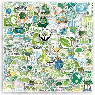 Set van 100 Milieu Beschermende Stickers voor Scrapbook, Waterflessen, Fiets en Laptop - Waterdicht en Duurzaam voor Creatieve Projecten