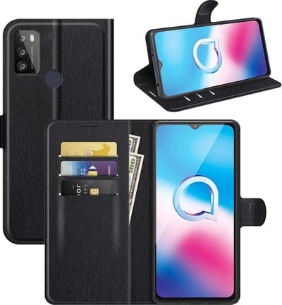 Coverup Hoesje - Geschikt voor Alcatel 1S (2021) / 3L (2021) Hoesje - Coverup Book Case - Zwart