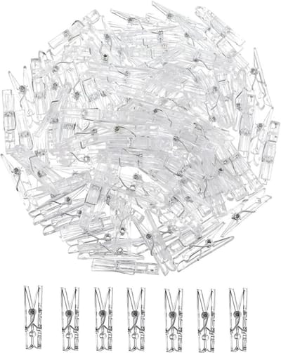 SnelShoppen - Spring Hanging Clips 100 Stuks - Mini Clips - Heldere Kledinghangers - Transparante Plastic Clips - Kleine Clips voor Foto's en Sprookje