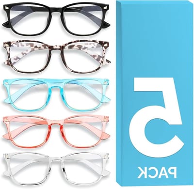 Blauw Licht Bril - Computer Bril Gaming - Schermtijd Verminderen - Vierkant Frame - 5 Stuks - Blauw
