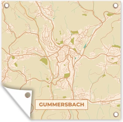 Tuin poster Plattegrond - Gummersbach - Stadskaart - Vintage - Kaart - 200x200 cm - Tuindoek