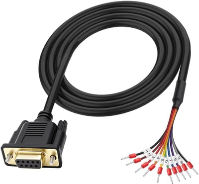 Seriële verlengkabel 9-pins DB9, 26AWG D-SUB naar kale draad met kabelmarker voor kassa, controlemachine en computer - 1 m lengte