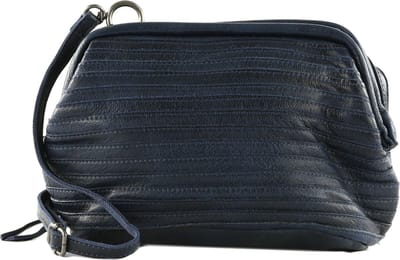 FREDsBRUDER Leren Schoudertas Enna Dumpling Deep Blue Donkerblauw