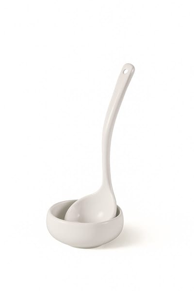 Almina Belicia soeplepel set – 2-delige porseleinen opscheplepel met houder – elegant tafelservies