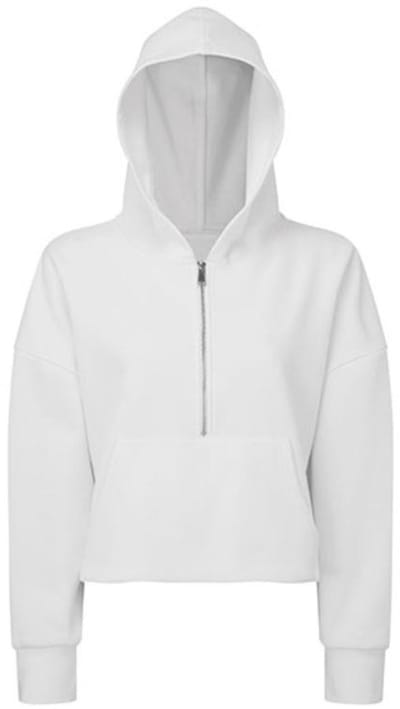 TriDri - Dames Hoodie met halve Rits - White maat XXS