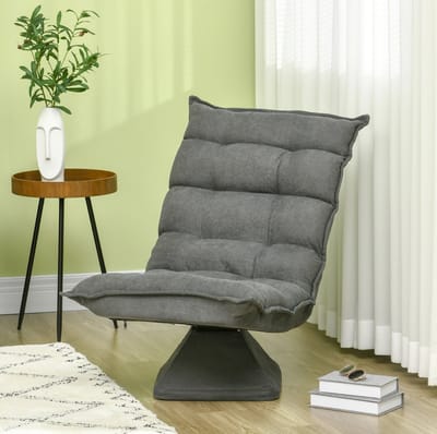 STILVORA Fauteuil 62 x 70 x 95 cm - Draaibaar Met Handmatig Verstelbare Rugleuning - Voor Woonkamer En Kantoor - Stof Grijs
