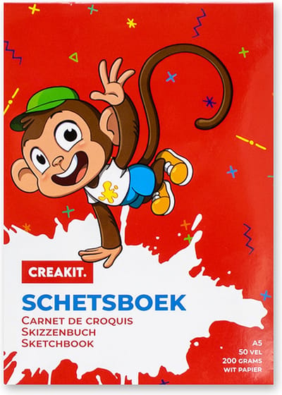 CREAKIT. Schetsboek – Tekenpapier – A5 Formaat – 50 Vellen – 14.8 x 21 cm – Gelijmd aan bovenzijde – Wit papier – 200 gram
