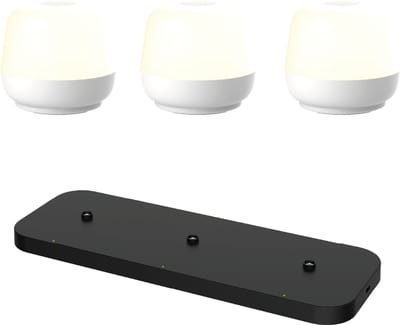Luxus Europe - Tafellamp Naxos Wit - Draadloze Tafellamp Buiten - Set van 3 - Oplaadbaar - USB-C - Dimbaar - Warm Wit - Waterbestendig