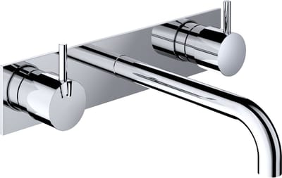 Hotbath Cobber CB006TEXT18 afbouwdeel wastafelkraan 3-gats met achterplaat en 18cm uitloop chroom