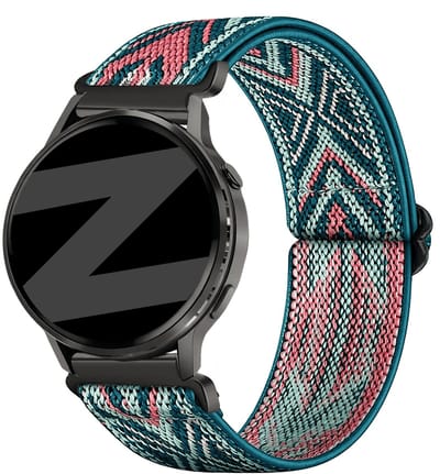 Bandz Elastisch Nylon bandje geschikt voor Samsung Galaxy Watch 7 (40/44mm) / Galaxy Watch 6 (Classic) / Galaxy Watch 5 (Pro) / Galaxy Watch 4 / Watch 3 / Watch FE / Polar Ignite 3-2 / Pacer / Unite / Huawei GT3 - GT2 / Amazfit GTS 4-3-2 (Blauwe mix)