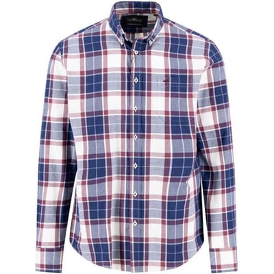 Fynch-Hatton Overhemd Twill Check Button-Down Deep Merlot-Blue / male