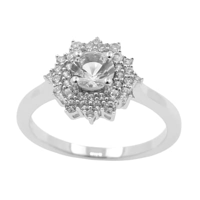 Cavill - Danburiet Ring 0,414 ct en Zirkonia 0,418 ct - 925 Sterling Zilver - Elegante Prongzetting - Zilveren Ring met Edelsteen