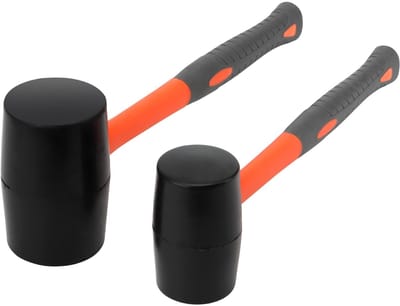 Dailygoods- Rubberen Hamer Set - 450 g/900 g - Zachte Hamer - Antislip - Schokabsorberende Glasvezelsteel - Compacte Afmetingen - Hamerset