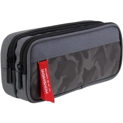 Trousse à crayons en toile camouflage à double fermeture éclair Sac à crayons pour garçons Sac de papeterie scolaire Trousse à stylos pour étudiants Sacs de rangement pour fournitures scolaires gray