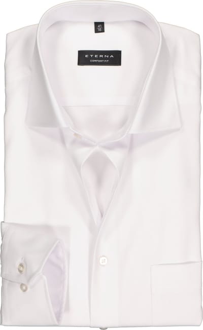 ETERNA comfort fit overhemd - niet doorschijnend twill heren overhemd - wit - Strijkvrij - Boordmaat: 42