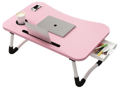 Ceruzo Opklapbare Laptoptafel – Bedtafel 60x40 cm – Roze –Tablethouder- Bekerhouder