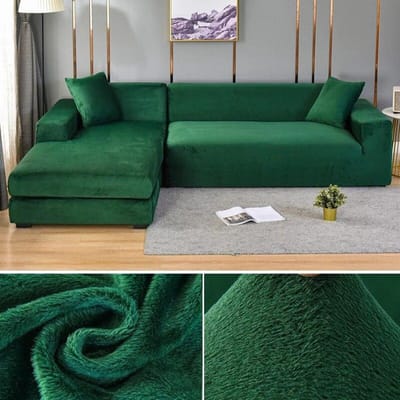 Fluwelen bankhoes voor woonkamer Dikke elastische bankhoes 1/2/3/4 zits L-vormige hoekbankhoes Stretchhoes voor bank 3 Seater 190-230cm