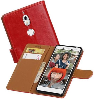 Zakelijke Book Case Telefoonhoesje Geschikt voor de Nokia 7 - Portemonnee Hoesje - Pasjeshouder Wallet Case - Rood
