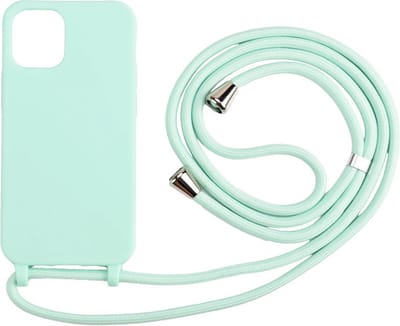 Coverup Hoesje - Geschikt voor iPhone 12 / 12 Pro Hoesje - Coverup TPU Back Cover met Koord - Biologisch Afbreekbaar - Cyan