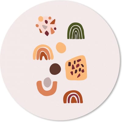 Muismat rond 20x20 cm - Mousepad Winter - Regenboog - Oud Roze - Ronde muismatten - Kerst - Cadeau - Kerstcadeau voor mannen en voor vrouwen