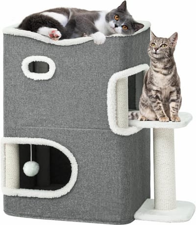 Thuys – Krabton Voor Katten – Krabmeubel – Krabpaal – 58 x 35 x 63cm – Grijs
