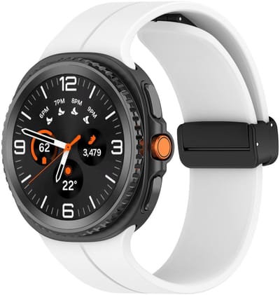 Siliconen bandje - geschikt voor Samsung Galaxy Watch 8 (40mm) / Galaxy Watch 8 (44mm) / Galaxy Watch 8 Classic - magneetsluiting - wit