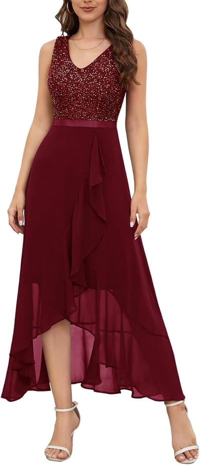 Elegante Lange Avondjurk met Glitter voor Feest & Bruiloft