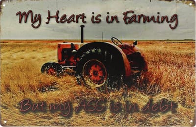 Wandbord – Boer - Farming - Traktor - Retro - Wanddecoratie – Reclame bord – Restaurant – Kroeg - Bar – Cafe - Horeca – Metal Sign – 20x30cm